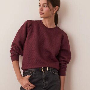 Marine Layer Corbet Puff Sleeve Sweatshirt Quilted Merlot Womens Size Medium